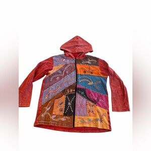 Rising International Multicolor Embroidered Hooded Sweatshirt